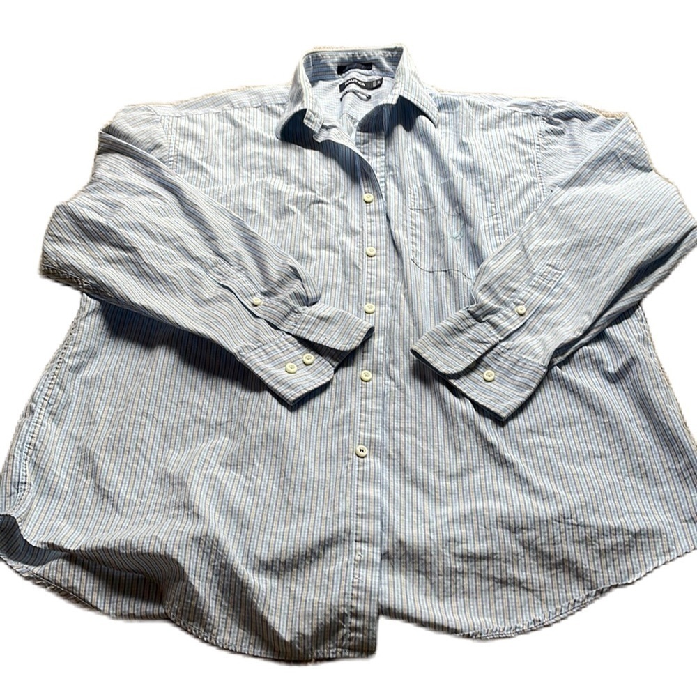 Nautica XL light blue checked long sleeve collared button down 100% cotton